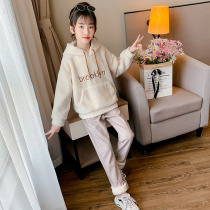 Girl Suit Autumn Clothing 2022 new Korean version CUHK Youngga Suede Thickened Necropolis Children Girl autumn and winter Two sets