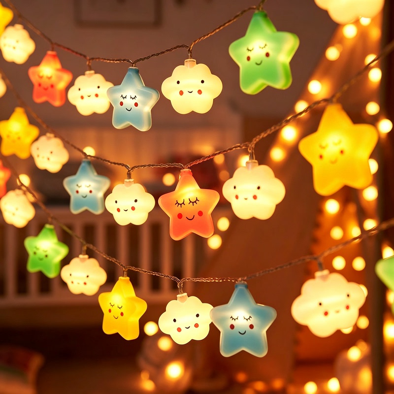 Stars, Clouds, Colorful Lights, Flashing String Lights, Children's Princess Room Decoration Lights, Night Market Stalls, Camping Atmosphere Lights