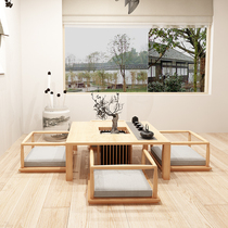 Tatami coffee table low tea table and chair combination Japanese-style platform Zen new Chinese style solid wood Kung Fu tea table home kang table