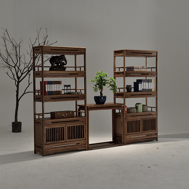 Bogu rack solid wood new Chinese style Duobaoge tea cabinet tea room display showcase living room partition shelf - Taobao