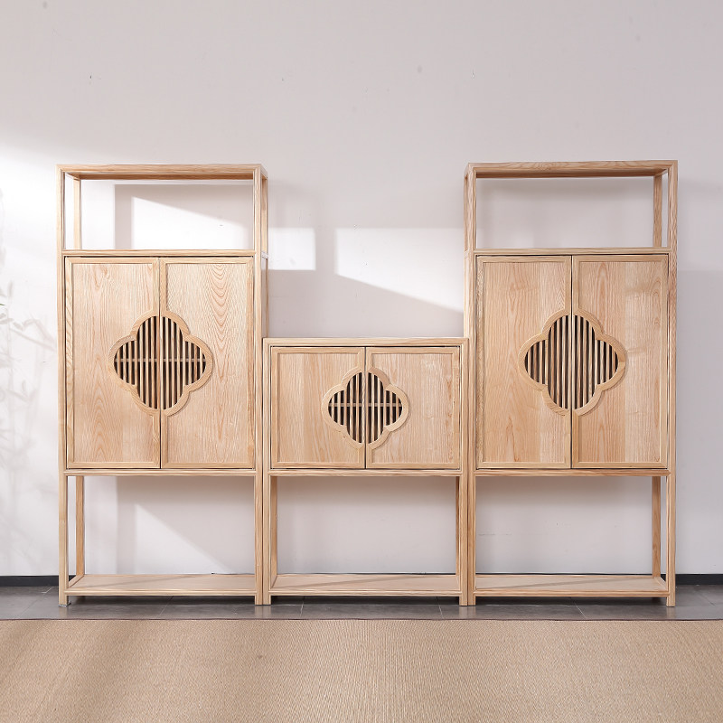 Solid wood Bogu rack new Chinese style bookshelf living room rack partition cabinet Zen tea room tea rack floor display rack