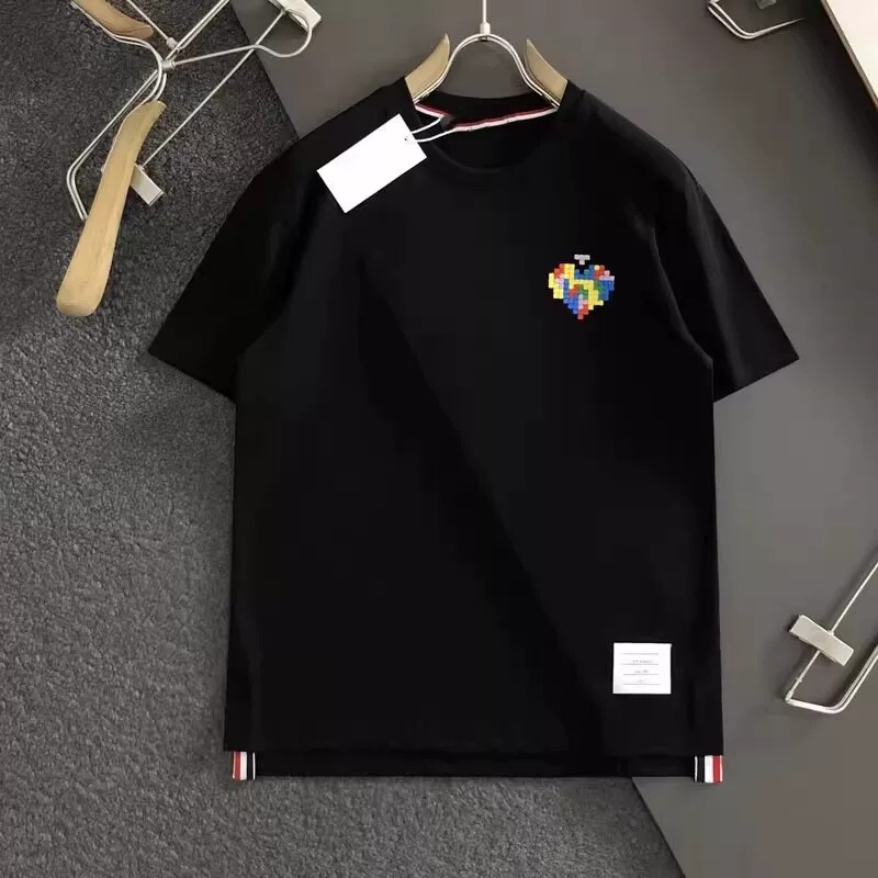 Plus Size 150kg Colorfulful Building Block Heart Print Short-Sleeved T-Shirt for Men and Women, Summer Three-Colorful Ribbon Top Plus Size 150kg Colorfulful Building Block Heart Print Short-Sleeved T-Shirt for Men and Women, Summer Three-Colorful Ribbon Top