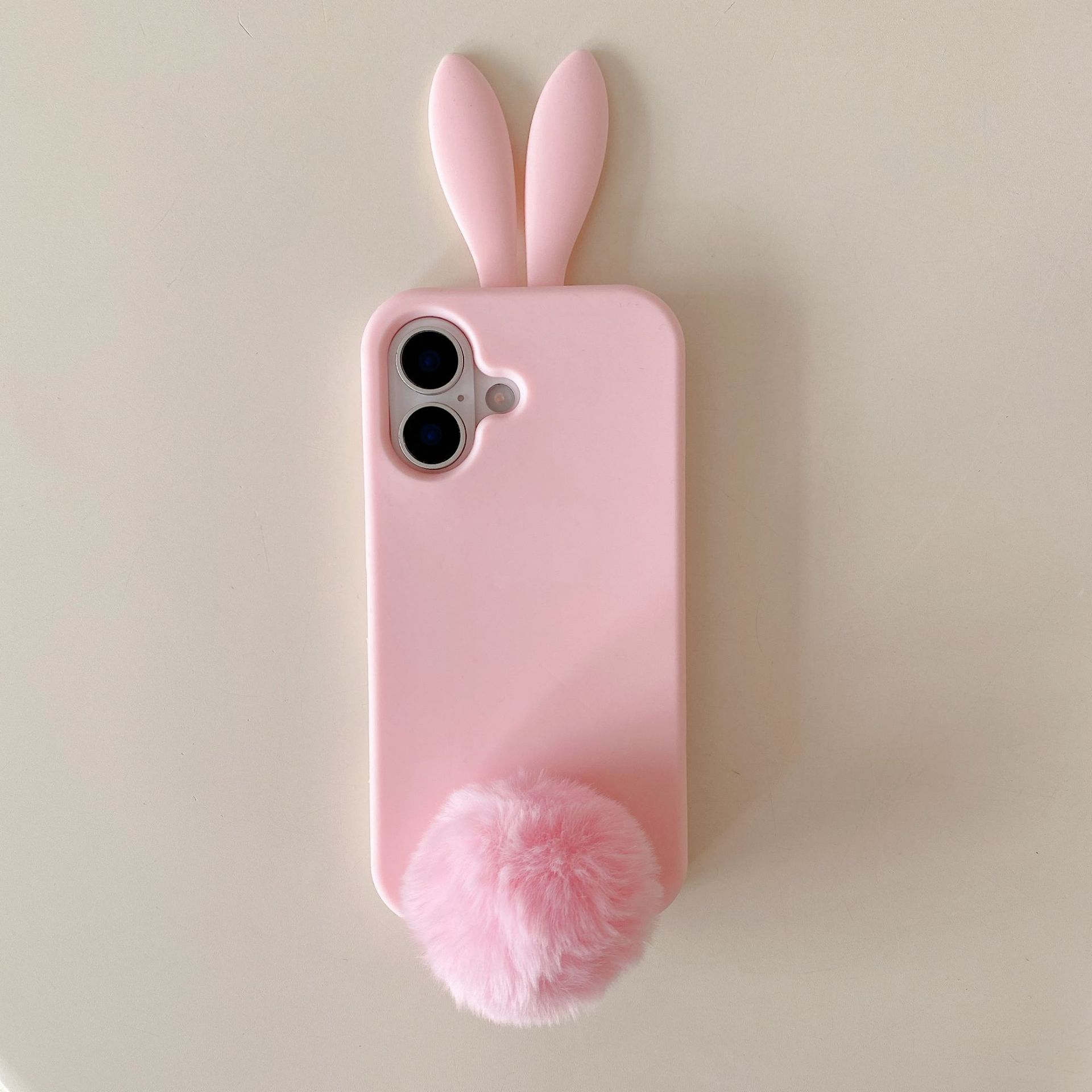 Plush Rabbit Phone Case With Long Ears Cartoon Protective Cover_voghion.com