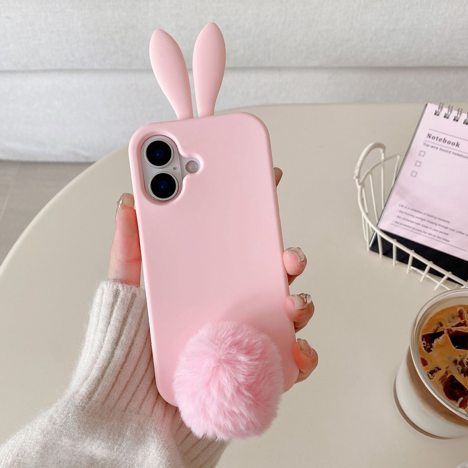 Plush Rabbit Phone Case With Long Ears Cartoon Protective Cover_voghion.com