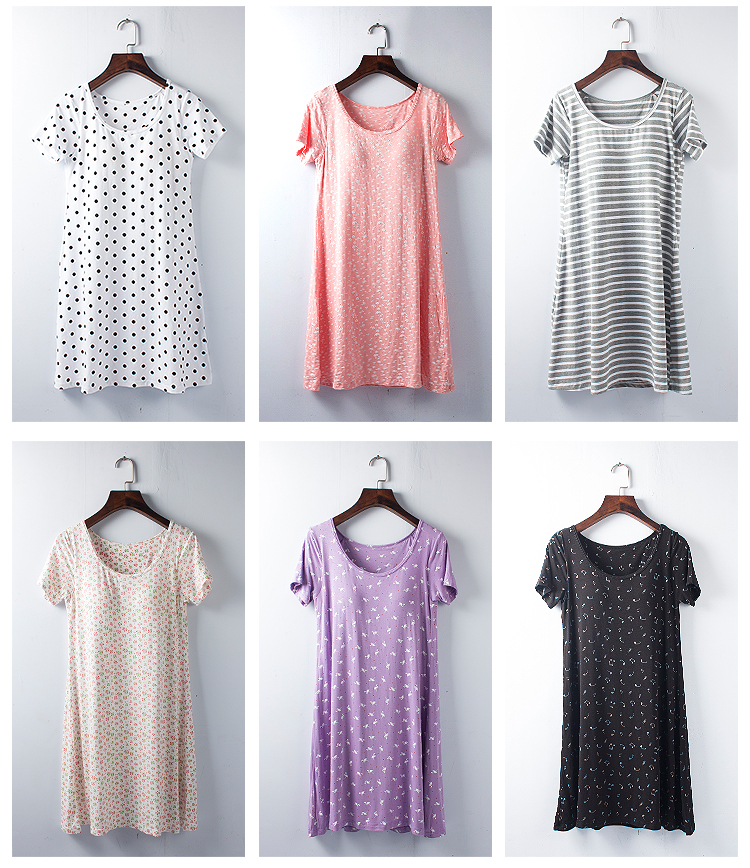 Nữ mùa hè với áo độn ngực bằng vải cotton pyjama cup cup one miễn phí mặc áo ngực dài tay ngắn dịch vụ tại nhà váy đầm mùa đông