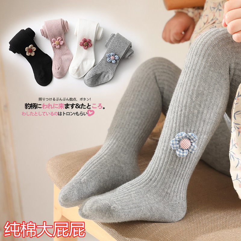 Children's pantyhose spring and autumn medium thick big pp cotton thin section girls baby jumpsuit baby wear pantyhose inside