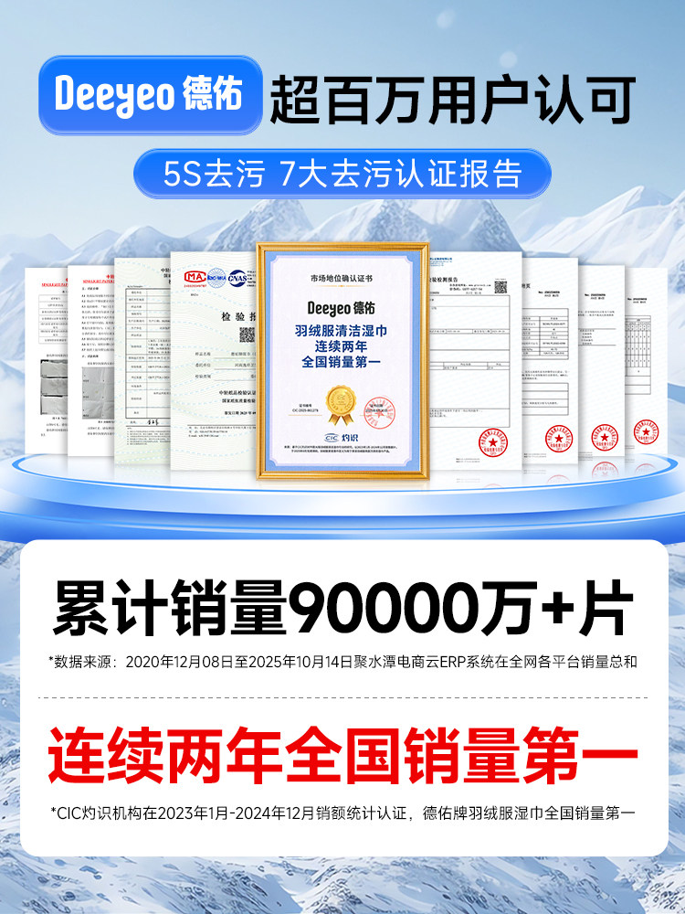 Deeyeo down Jacket No-Wash Cleaning Wipes, Convenient Dry Cleaning, Special Strong Stain Removal, Clothing Stain Removal Wet Wipes for Home Use