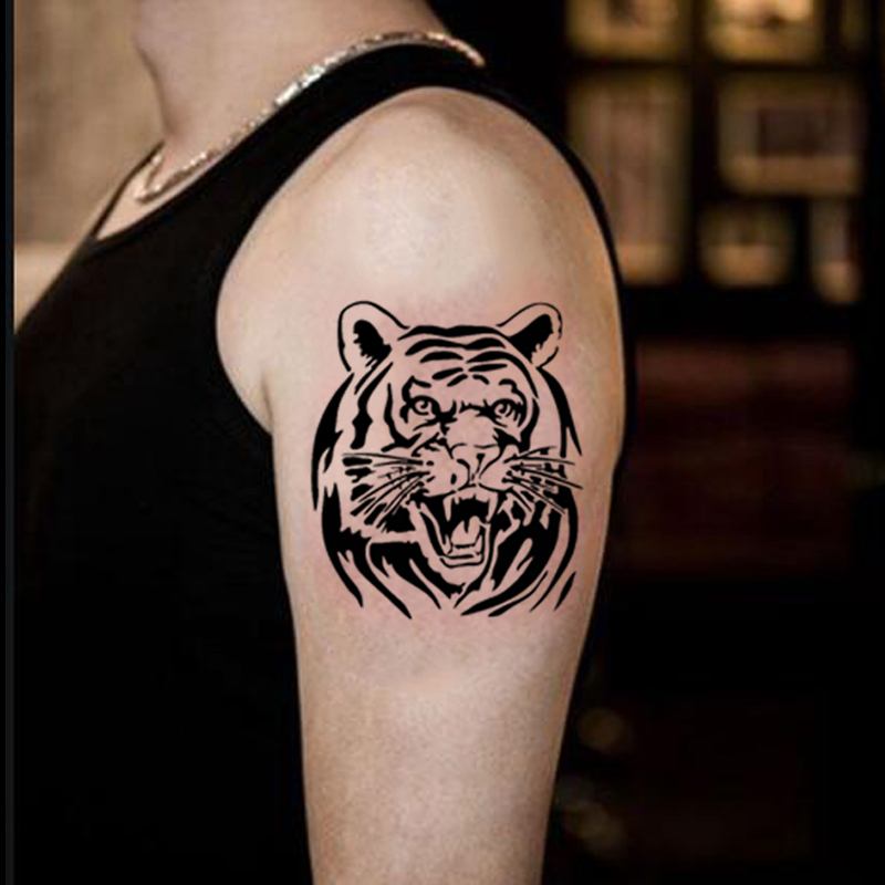 Trendy Tiger Head Flower Arm Collarbone Tattoo Template Juice Tattoo Paste Spray Painting Embroidery Universal Thickened Reusable Trendy Tiger Head Flower Arm Collarbone Tattoo Template Juice Tattoo Paste Spray Painting Embroidery Universal Thickened Reusable