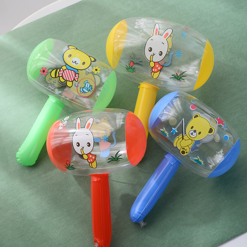 With Bell inflatable hammer pinch will ring PVC puzzle micro-business scan code push gift cartoon transparent stall toy
