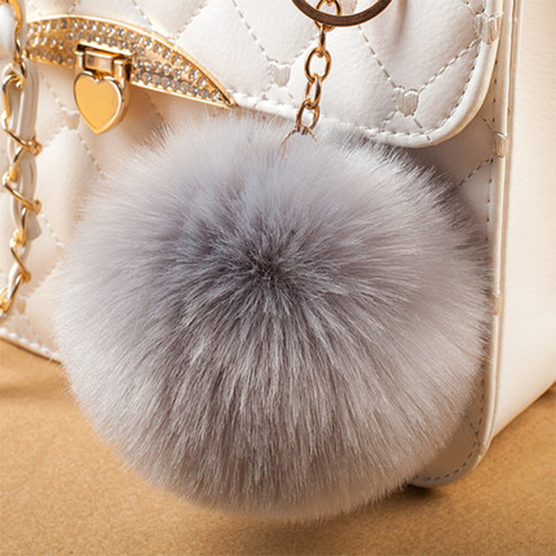Cute big imitation fox fur pendant fashion leather grass bag pendant plush key buckle hanging decoration fur ball pendant