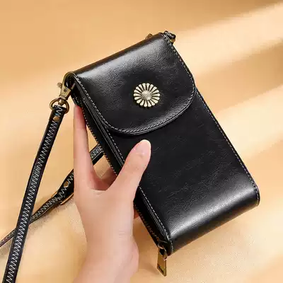 Mobile phone bag female crossbody bag 2020 new Korean version of leather ladies wallet Joker vertical mini bag