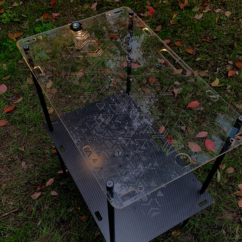 WOOKOO outdoor blackened camping equipment carbon fiber lightweight folding tactical table Helinox same transparent table