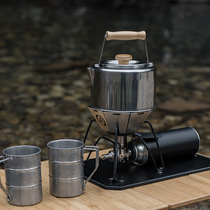 WOOKOO Outdoor Bamboo Handle Stainless Steel Kettle (With Tea Drain) Picnic Kettle Portable Tea Kettle