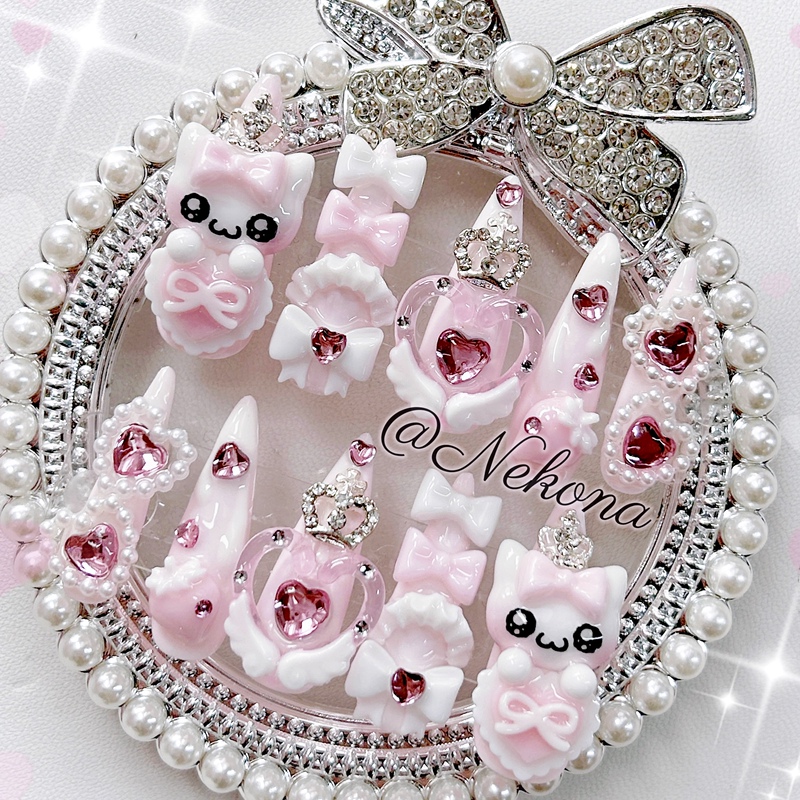 [in Stock] Cat Claw Bathtub｜Gal Style Cute Pink Princess Cat Ancient and Luxurious Nail Art
