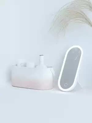 MUID makeup storage box with led mirror integrated dustproof skin care products travel portable desktop dressing table