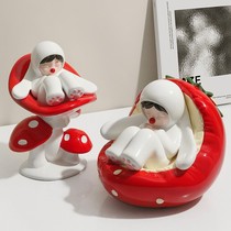 Strawberry girl small ornaments living room TV entrance office desktop home decoration girls gifts