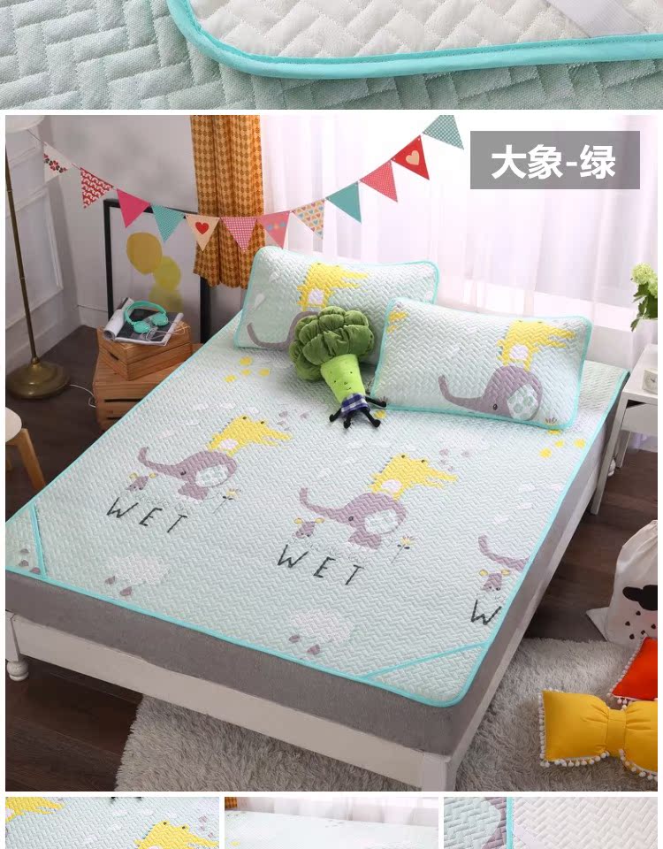 Tencel mùa hè điều hòa không khí mat Ruanxi ba mảnh giường đôi 1,5m 1.8m 1,2 lần ghế băng lụa rửa - Thảm mùa hè nệm nước