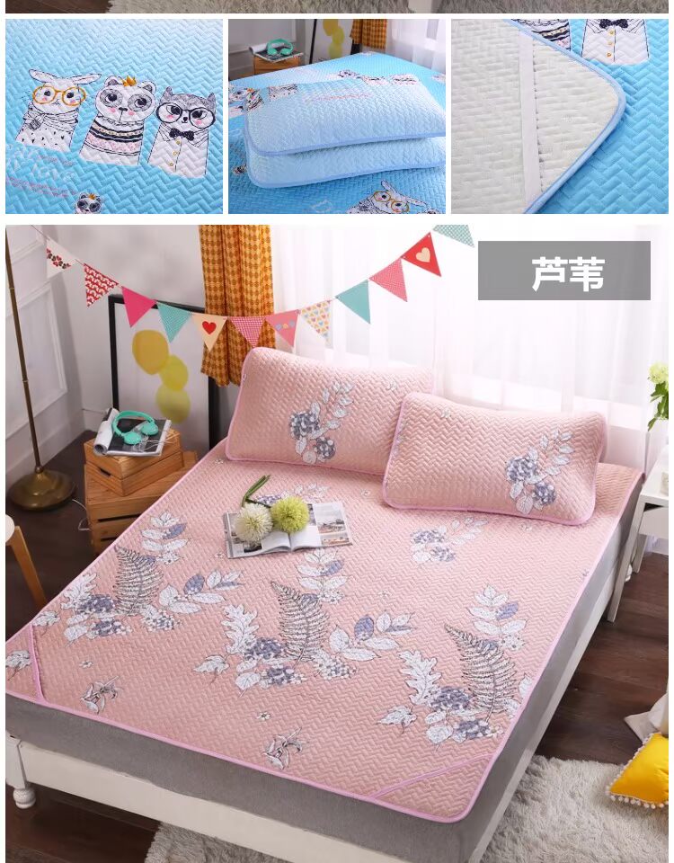 Tencel mùa hè điều hòa không khí mat Ruanxi ba mảnh giường đôi 1,5m 1.8m 1,2 lần ghế băng lụa rửa - Thảm mùa hè nệm nước