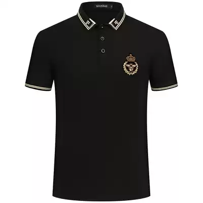 Mercerized cotton short sleeve T-shirt men polo shirt men's Tide brand embroidered T-shirt Korean version of tide slim handsome lapel half sleeve men