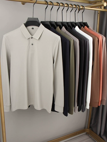 Цветной элитный лонгслив, футболка polo, универсальная рубашка, осенняя