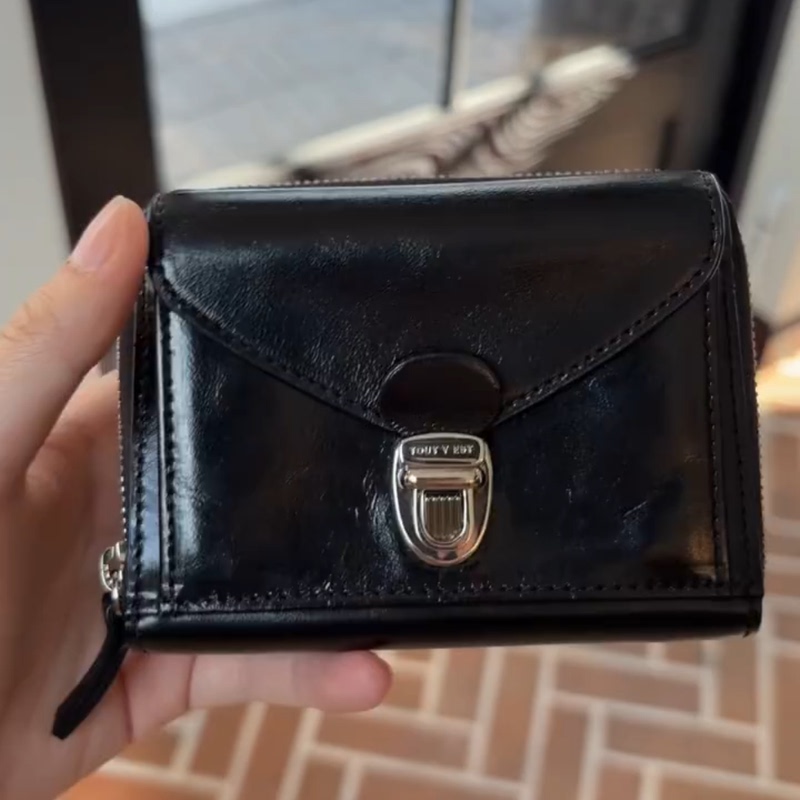 Korean Style Niche Design Toutyest Wallet Short Style Unisex Genuine Leather Cowhide Multi-Card Slot Vintage Coin Purse Card Holder