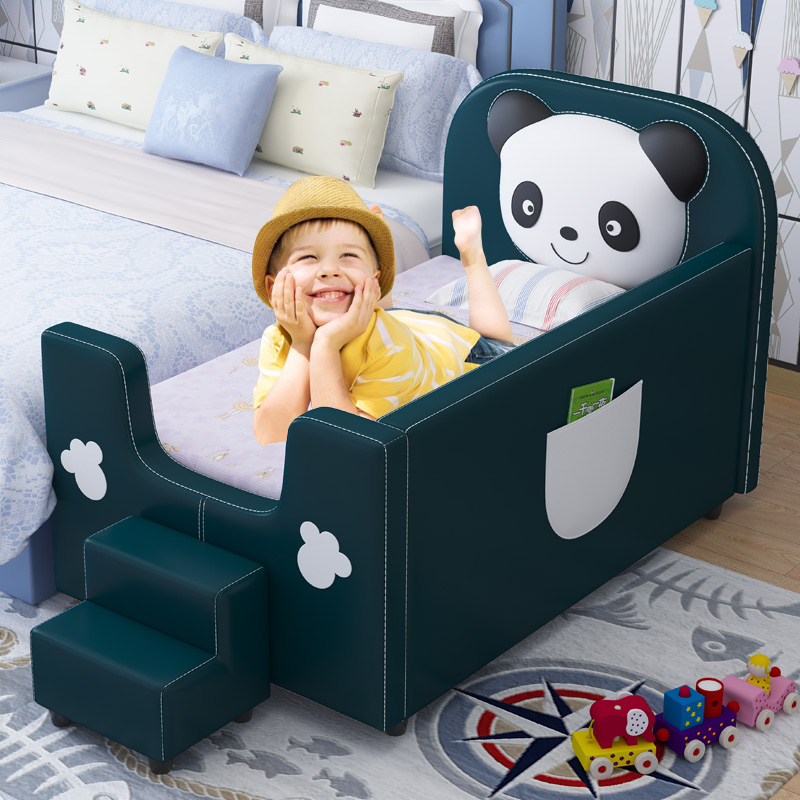 Children's bed widened stitching bed with guardrail girl princess bed boy single cot with storage panda baby bed