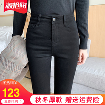 The black high-waisted jeans women installed a new high elastic body in the autumn of 2020