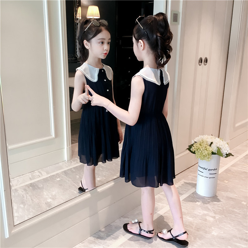 Girls dress 2022 new summer dress children's Western style princess skirt little girl thin chiffon middle and big children's skirt