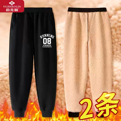 Boys plus velvet pants thickened warm pants outer wear middle and large children's casual pants sports pants children's cotton pants children's winter clothes