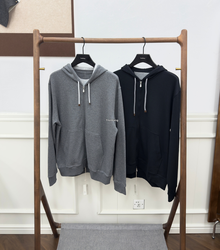 Bc Double Zipper Hooded Sweatshirt, Unisex, Classic Old Money Style, Suitable for Commuting and Casual Wear Bc Double Zipper Hooded Sweatshirt, Unisex, Classic Old Money Style, Suitable for Commuting and Casual Wear