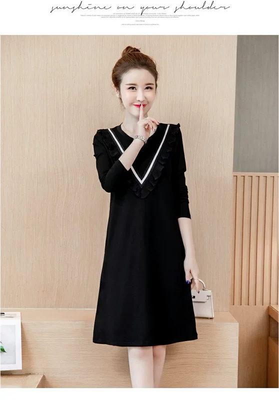 Cộng với phân bón XL cho phụ nữ một chiếc váy 2018 mùa thu mới chất béo MM200 pounds giảm béo thanh niên đầm váy đẹp