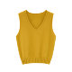 Guangzhou Thirteen Lines women's high-end European yellow v-neck wool knitted sleeveless vest vest stacking vest top