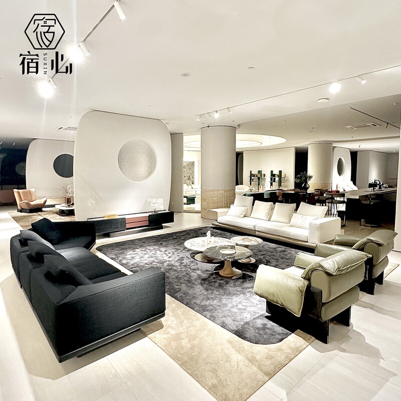 Minimalist Cowhide Straight-Row Dilan Sofa Set with Corner Chaise Lounge, Popular on Xiaohongshu, Original Replica for Large Living Rooms, Simple Design