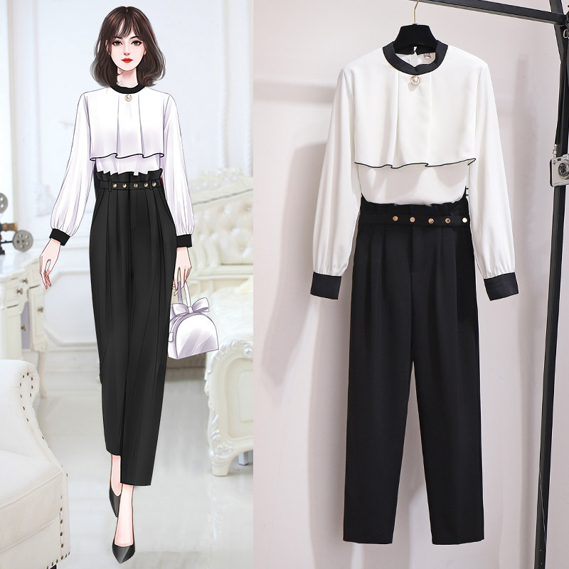Autumn Clothing Temperament Goddess Van Suit 2021 New Women's Fashion Early Fall Sister Light Cooked Wind Career Two Sets