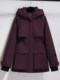 Burgundy Parka down Jacket for Women, Mid-Length, 2025 New Winter Thickened Hooded Workwear Parka Coat