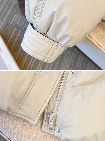 Off-White Short down Jacket for Women 2025 Winter New Style Stand Collar Hooded 90% Duck down Thickened Warm Coat