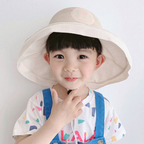 Childrens summer big brim sunshade sunscreen mesh fishermans hat boy breathable basin hat female baby cool hat beach hat