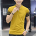 Yi mùa hè mới nam áo thun ngắn tay Cotton cotton cổ chữ V in hình áo thun học sinh thanh niên ao thun polo nam Polo