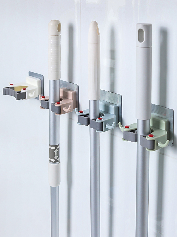 Non-marking strong mop hook card holder hole-free powder room Suction cup type hanging wall fixed pylons Rag mop clip