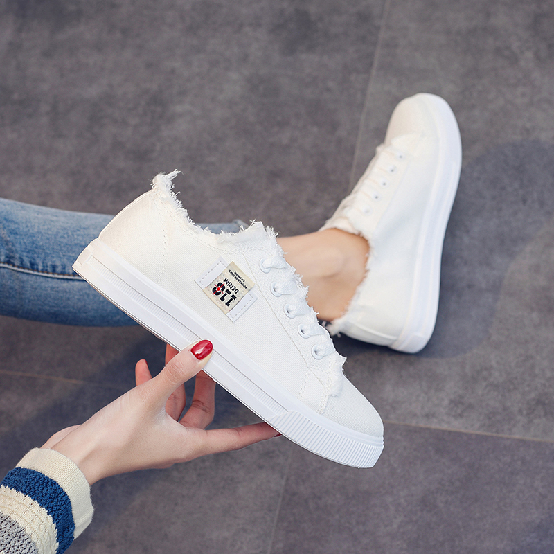 Canvas shoes low-top all-match ins trendy white shoes 2023 new spring and summer new shoes Korean version students Korean shoes