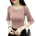 Phần mỏng của cổ áo tay áo kèn áo len mỏng 2019 xuân hè mới tay áo sơ mi tay năm cánh hoang dã áo khoác len mỏng Đan Cardigan