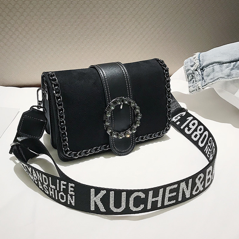 High-quality bag women's 2022 new trendy Korean version fashion all-match nubuck leather small square bag broadband shoulder messenger bag