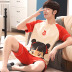 Bộ đồ ngủ Mens Summer mỏng ngắn tay áo bông Junior High School Student cartoon Teen trai Summer Home Suit. 