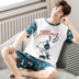 Bộ đồ ngủ Mens Summer mỏng ngắn tay áo bông Junior High School Student cartoon Teen trai Summer Home Suit. 