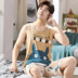 Teen boys đồ ngủ cotton mùa hè vestth học sinh trung học cơ sở không tay cartoon nhà quần áo bộ mùa hè. 