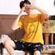 Bộ đồ ngủ Mens Summer mỏng ngắn tay áo bông Junior High School Student cartoon Teen trai Summer Home Suit.