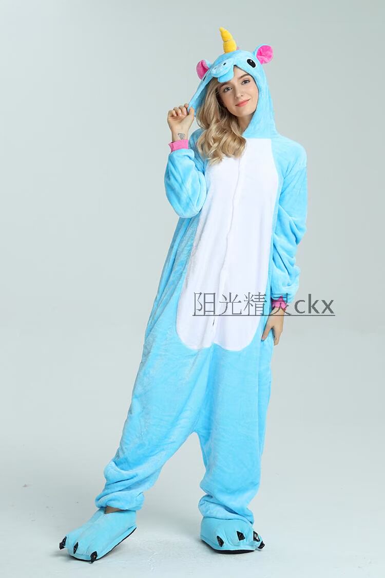 Tianma Unicorn con thú phim hoạt hình Xiêm đồ ngủ flannel nhà vệ sinh phiên bản động vật nam và nữ trẻ em người lớn cha mẹ và con bộ jumpsuit hoạt hình cho bé và mẹ