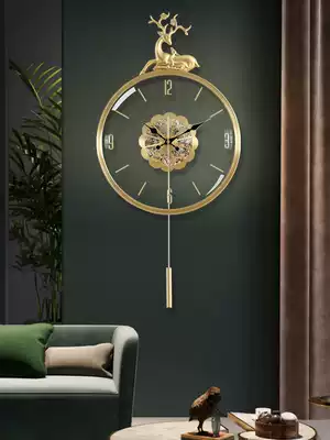 Nordic light luxury pure copper wall clock living room Net red modern home fashion time watch Wall high-end luxury wall watch