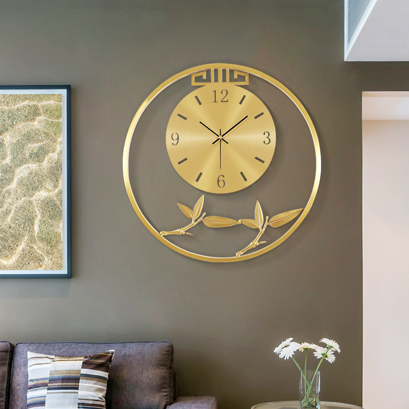 New Chinese Living Room Hanging Clocks Home Fashion China Wind Creativity Pure Copper Atmosphere Hanging Wall Watches & Watches Light Lavish Red Round Bells