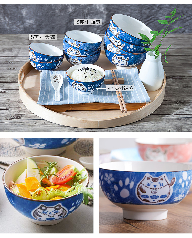 Use of household new lovely ya cheng DE plutus cat creative cartoon ceramic tableware to eat dish dish four suits for